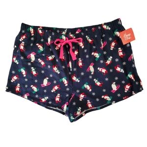 NWT Womans Sleep Chic Flannel Skiing Polar Bear Pajama Shorts Size XXL